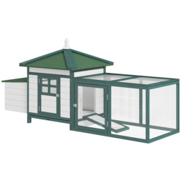 PawHut Chicken Coop Small Animal Pet Cage w/ Nesting Box Outdoor Run Wooden - Aosom UK