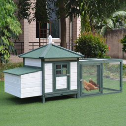 PawHut Chicken Coop Small Animal Pet Cage w/ Nesting Box Outdoor Run Wooden - Aosom UK - thumbnail 2