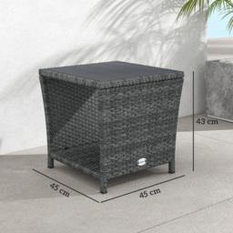 Outsunny Side Table 2-Tier Outdoor Coffee Table with Storage Shelf PS Wood Slat Top/Grey - thumbnail 3