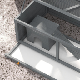 PawHut Wooden Hamster Cage with Sliding Tray, Openable Top, Hut for Syrian Hamsters, Grey - thumbnail 9