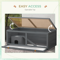 PawHut Wooden Hamster Cage with Sliding Tray, Openable Top, Hut for Syrian Hamsters, Grey - thumbnail 5