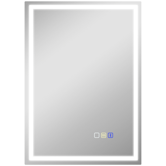 HOMCOM 50 x 70 cm LED Bathroom Mirror with Anti-Fog and Bluetooth, Touch Control, Silver - Aosom UK - image 1