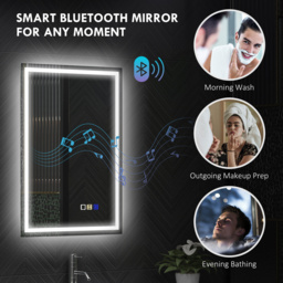 HOMCOM 50 x 70 cm LED Bathroom Mirror with Anti-Fog and Bluetooth, Touch Control, Silver - Aosom UK - thumbnail 6