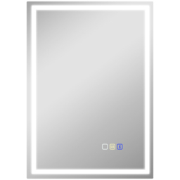 HOMCOM 50 x 70 cm LED Bathroom Mirror with Anti-Fog and Bluetooth, Touch Control, Silver - Aosom UK - thumbnail 1