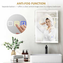 HOMCOM 50 x 70 cm LED Bathroom Mirror with Anti-Fog and Bluetooth, Touch Control, Silver - Aosom UK - thumbnail 8