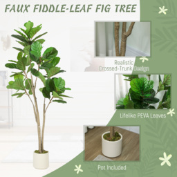 HOMCOM 150cm Artificial Ficus Tree - Green - thumbnail 5