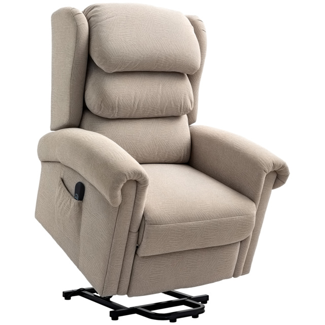 HOMCOM Velvet-Feel Electric Riser Recliner Chair - Khaki - image 1