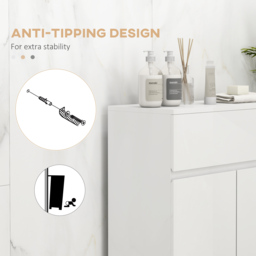 Kleankin Freestanding Bathroom Cabinet: High Gloss Storage with Drawer, Adjustable Shelf, White - thumbnail 6
