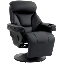 HOMCOM Upholstered Reclining Armchair, Manual Recliner Chair with Footrest and Adjustable Backrest, Black - thumbnail 1