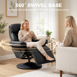 HOMCOM Upholstered Reclining Armchair, Manual Recliner Chair with Footrest and Adjustable Backrest, Black - thumbnail 6