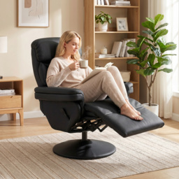 HOMCOM Upholstered Reclining Armchair, Manual Recliner Chair with Footrest and Adjustable Backrest, Black - thumbnail 8