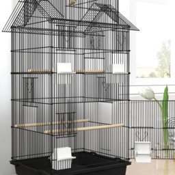 PawHut Metal Bird Cage with Plastic Swing, Perch, Food Container, Tray, Handle, for Finches, Canaries, Budgies, 43 x 32.5 x 163 - thumbnail 9