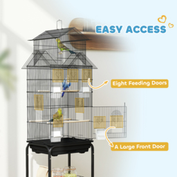 PawHut Metal Bird Cage with Plastic Swing, Perch, Food Container, Tray, Handle, for Finches, Canaries, Budgies, 43 x 32.5 x 163 - thumbnail 6