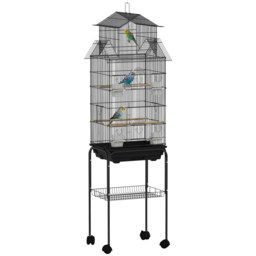 PawHut Metal Bird Cage with Plastic Swing, Perch, Food Container, Tray, Handle, for Finches, Canaries, Budgies, 43 x 32.5 x 163 - thumbnail 1