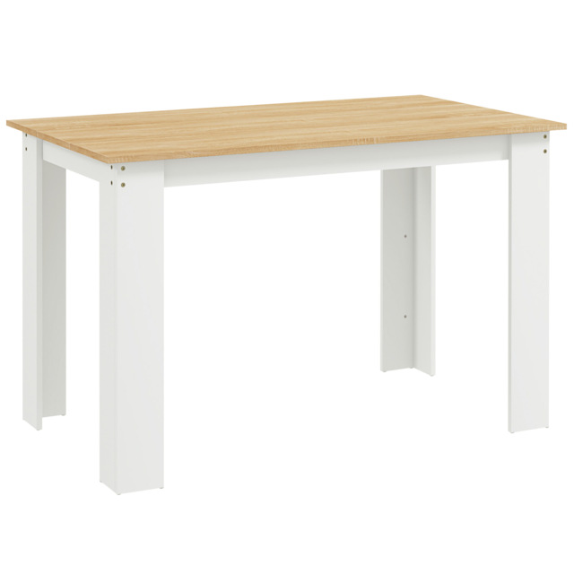 HOMCOM Dining Table for 4-6 People, Kitchen Table with Wood Effect for Dining Room, Oak and White - image 1