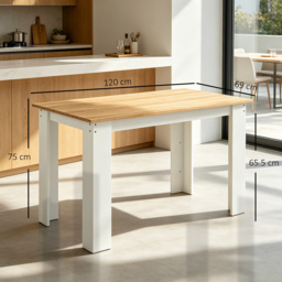 HOMCOM Dining Table for 4-6 People, Kitchen Table with Wood Effect for Dining Room, Oak and White - thumbnail 3