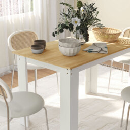 HOMCOM Dining Table for 4-6 People, Kitchen Table with Wood Effect for Dining Room, Oak and White - thumbnail 8