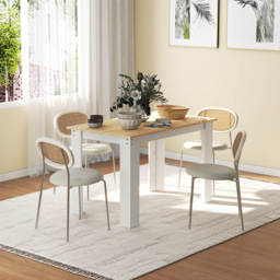 HOMCOM Dining Table for 4-6 People, Kitchen Table with Wood Effect for Dining Room, Oak and White - thumbnail 2