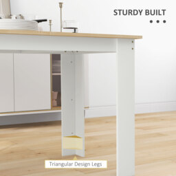 HOMCOM Dining Table for 4-6 People, Kitchen Table with Wood Effect for Dining Room, Oak and White - thumbnail 6