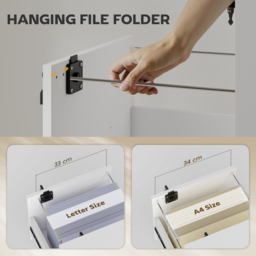 HOMCOM Rolling File Cabinet with 2 Drawers, Mobile Filing Cabinet with Hanging File Folder for Letter Sized Documents, White - thumbnail 5