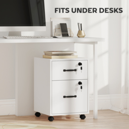 HOMCOM Rolling File Cabinet with 2 Drawers, Mobile Filing Cabinet with Hanging File Folder for Letter Sized Documents, White - thumbnail 7