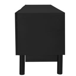 Pure Black TV Cabinet with Curved Doors and Shelves, Stabilising Legs, Modern TV Stand for Organised Homes, 169L x 34W x 45.5H cm, Black - Aosom UK - thumbnail 8