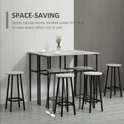 HOMCOM Bar Table and Stools, 2 Breakfast Tables with 4 Stools, Counter Height Dining Tables & Chairs for Kitchen, Living Room, Grey - Aosom UK - thumbnail 6