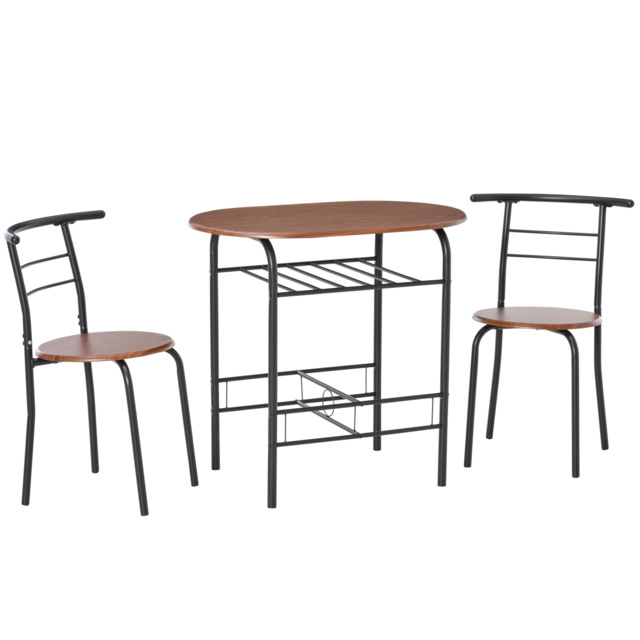 HOMCOM MDF 2 Person Dining Table Set 2-Seater Bar Stool and Table Set - Aosom UK - image 1