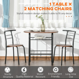 HOMCOM MDF 2 Person Dining Table Set 2-Seater Bar Stool and Table Set - Aosom UK - thumbnail 4