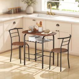 HOMCOM MDF 2 Person Dining Table Set 2-Seater Bar Stool and Table Set - Aosom UK - thumbnail 2
