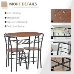 HOMCOM MDF 2 Person Dining Table Set 2-Seater Bar Stool and Table Set - Aosom UK - thumbnail 6