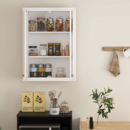 HOMCOM Bathroom Wall Cabinet with Adjustable Shelves - White - thumbnail 8