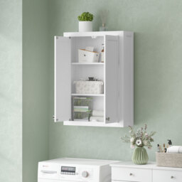 HOMCOM Bathroom Wall Cabinet with Adjustable Shelves - White - thumbnail 9