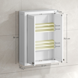 HOMCOM Bathroom Wall Cabinet with Adjustable Shelves - White - thumbnail 3