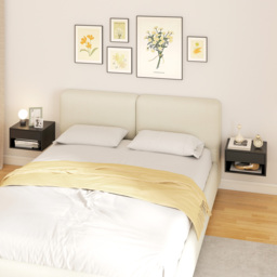 HOMCOM Floating Bedside Tables Set of 2, Wall Mounted Nightstand, Black - thumbnail 9