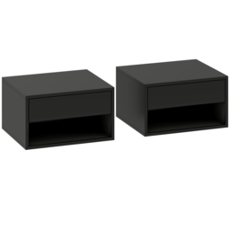 HOMCOM Floating Bedside Tables Set of 2, Wall Mounted Nightstand, Black - thumbnail 1