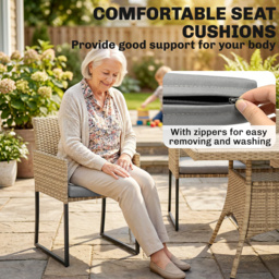 Outsunny 7 Piece Rattan Garden Furniture Set, Garden Dining Set with Wood-Plastic Table and 6 Stackable Chairs, Dark Grey - thumbnail 8