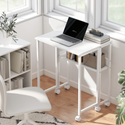 HOMCOM 63 cm Drop Leaf Writing Work Desk - White - thumbnail 2