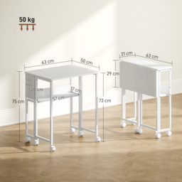 HOMCOM 63 cm Drop Leaf Writing Work Desk - White - thumbnail 3