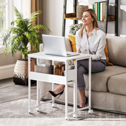 HOMCOM 63 cm Drop Leaf Writing Work Desk - White - thumbnail 9