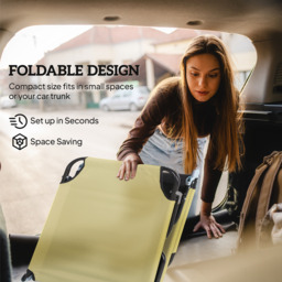 Outsunny Portable Sun Lounger, Folding, 5-Position Adjustable Backrest, Lightweight Frame, Ideal for Pool or Sunbathing, Beige. - Aosom UK - thumbnail 6
