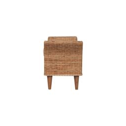 Woven Small Bench, Upholstered Window Seat with Arms and Wooden Legs, Vintage Shoe Bench for Entryway, Living Room, Bedroom - Aosom UK - thumbnail 7