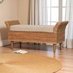 Woven Small Bench, Upholstered Window Seat with Arms and Wooden Legs, Vintage Shoe Bench for Entryway, Living Room, Bedroom - Aosom UK