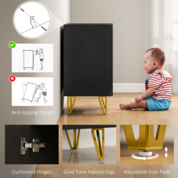 HOMCOM Modern Luxe High Gloss Sideboard, with Hairpin Legs - Black - thumbnail 7