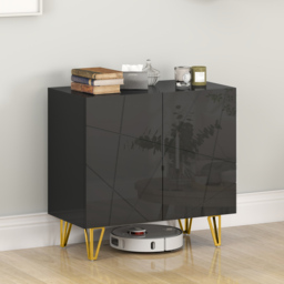 HOMCOM Modern Luxe High Gloss Sideboard, with Hairpin Legs - Black - thumbnail 9