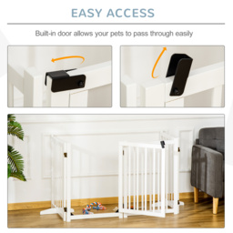 PawHut Freestanding Pet Gate: Wooden Foldable Barrier for Small to Medium Dogs, 4 Panel Design, White - Aosom UK - thumbnail 7