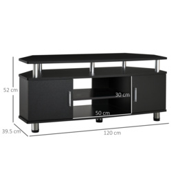 HOMCOM TV Unit Cabinet for TVs up to 55 Inch, Entertainment Center with 2 Storage Shelves and Cupboards, for Living Room, Black - Aosom UK - thumbnail 3