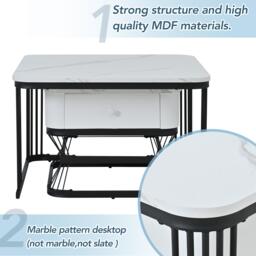 Nesting Coffee Table Set with Open Storage Shelf, Space-Saving Center Table Set with MDF Tops, 70L x 70W x 45H cm, White+Black - Aosom UK - thumbnail 7