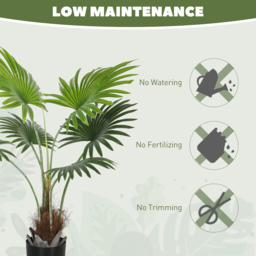 HOMCOM 94cm Artificial Palm Tree, Decorative Artificial Plant with Lifelike PEVA Leaves and Coconut Coir, Fake Tree with Plastic Pot and Flocking for Home Office Decor, Green - thumbnail 6