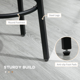 HOMCOM Industrial Bar Chair Set of 2: Steel Legs, Round Footrest, Rustic Brown for Dining Areas, Counter Bar Stool - Aosom UK - thumbnail 5